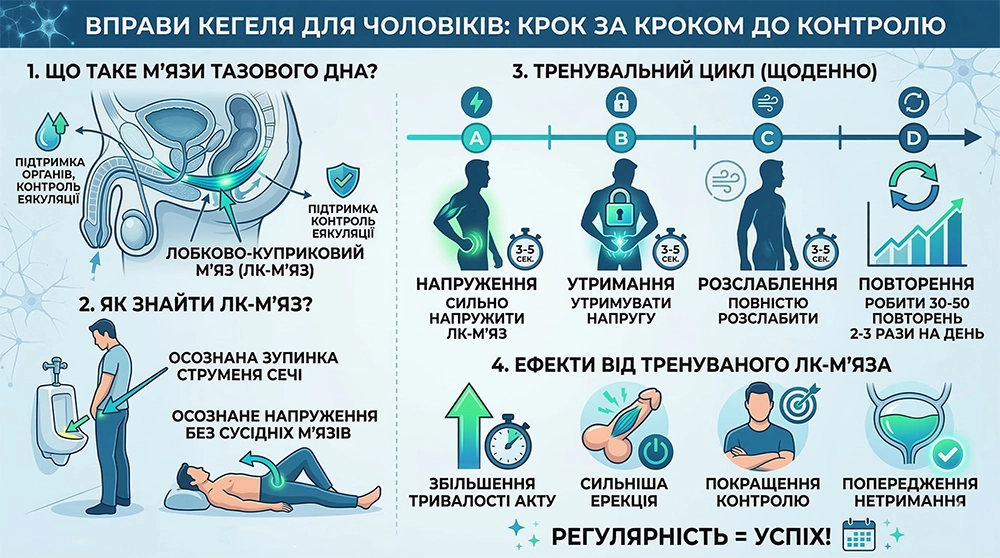 Схема: Як правильно виконувати вправи Кегеля для чоловіків