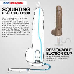 Кончающий фаллоимитатор Doc Johnson The Realistic Cock ULTRASKYN - Squirting 9,5 Inch Caramel