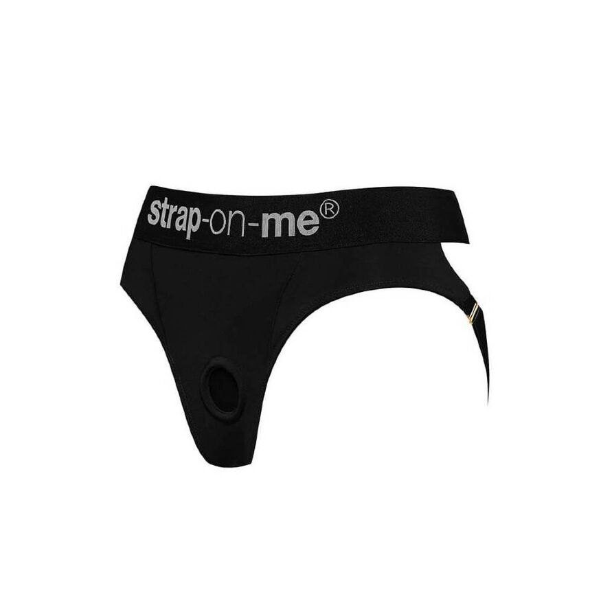 Трусики для страпону, XL, Strap-On-Me кільцеве кріплення, з відритими сідницями, чорні