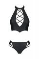 Комплект білизни із вставками зі стреп-стрічки NANCY BIKINI black S/M - Passion