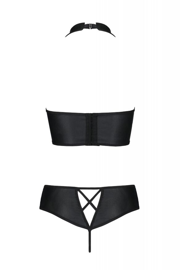 Комплект білизни із вставками зі стреп-стрічки NANCY BIKINI black S/M - Passion