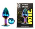 Анальная пробка с кристаллом EGZO - Multicolor Round Plug Aqua size S