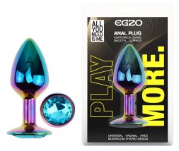 Анальна пробка з кристалом EGZO - Multicolor Round Plug Aqua size S