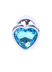Анальна пробка - Jewellery Silver Heart Plug Light Blue