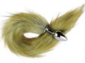 Анальна пробка з хвостом EGZO - Fox Tail Silver Plug Brown, size S
