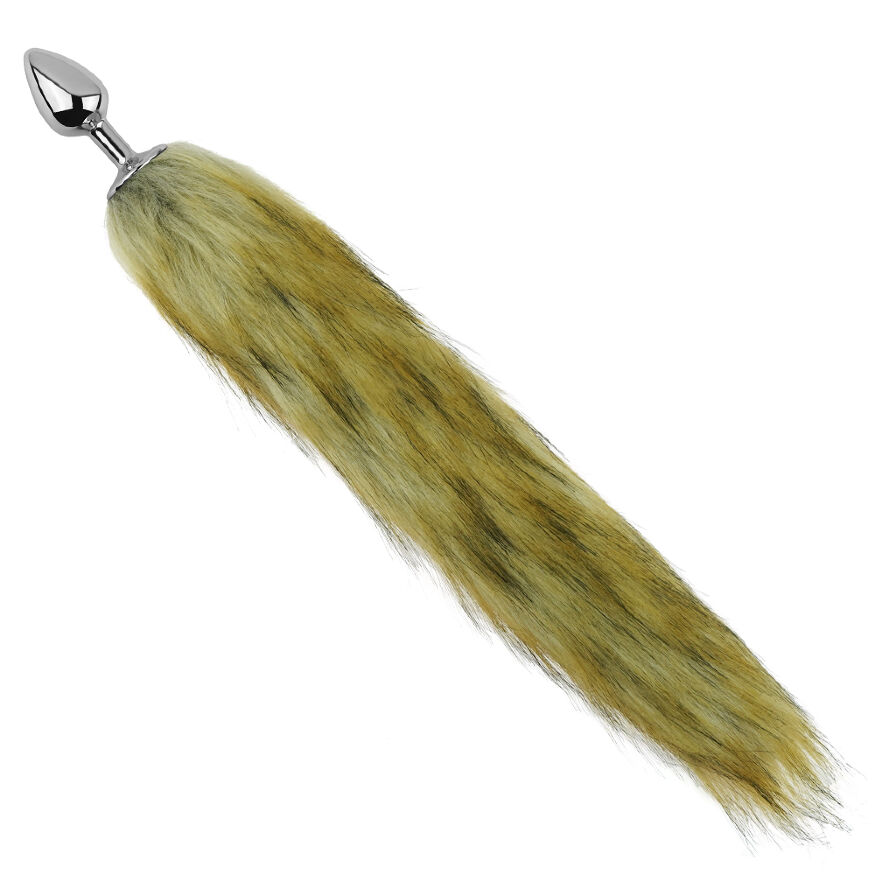 Анальна пробка з хвостом EGZO - Fox Tail Silver Plug Brown, size S