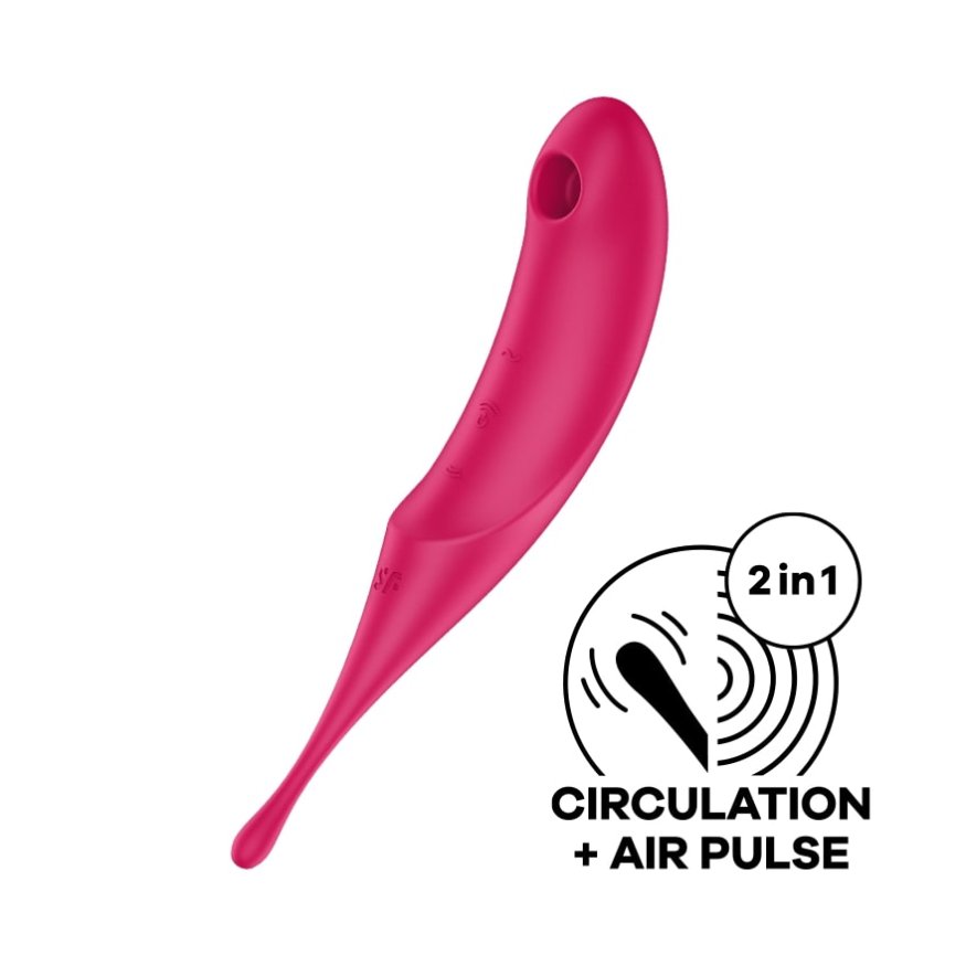 Вакуумный клиторальный вибратор с вибрацией - Satisfyer Twirling Pro Red