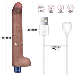 Довгий вібратор - Real Softee Rechargeable Silicone Vibrating Dildo 10.5"