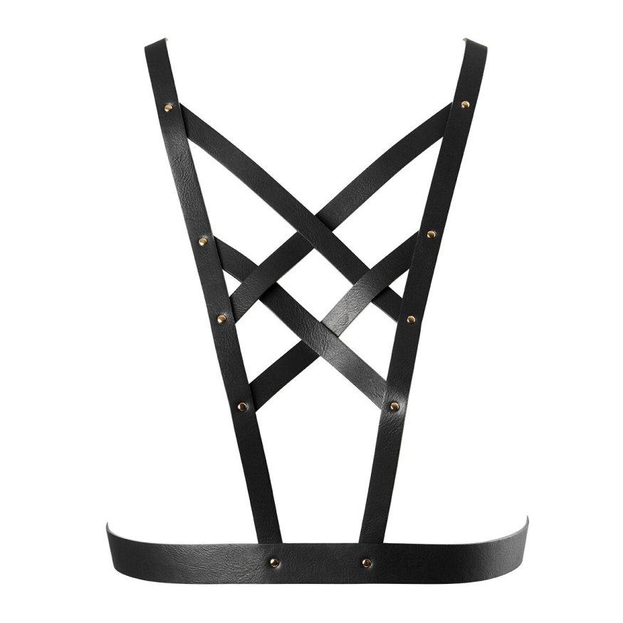 Портупея з екошкіри Bijoux Indiscrets Maze  -  Cross Cleavage Harness Black