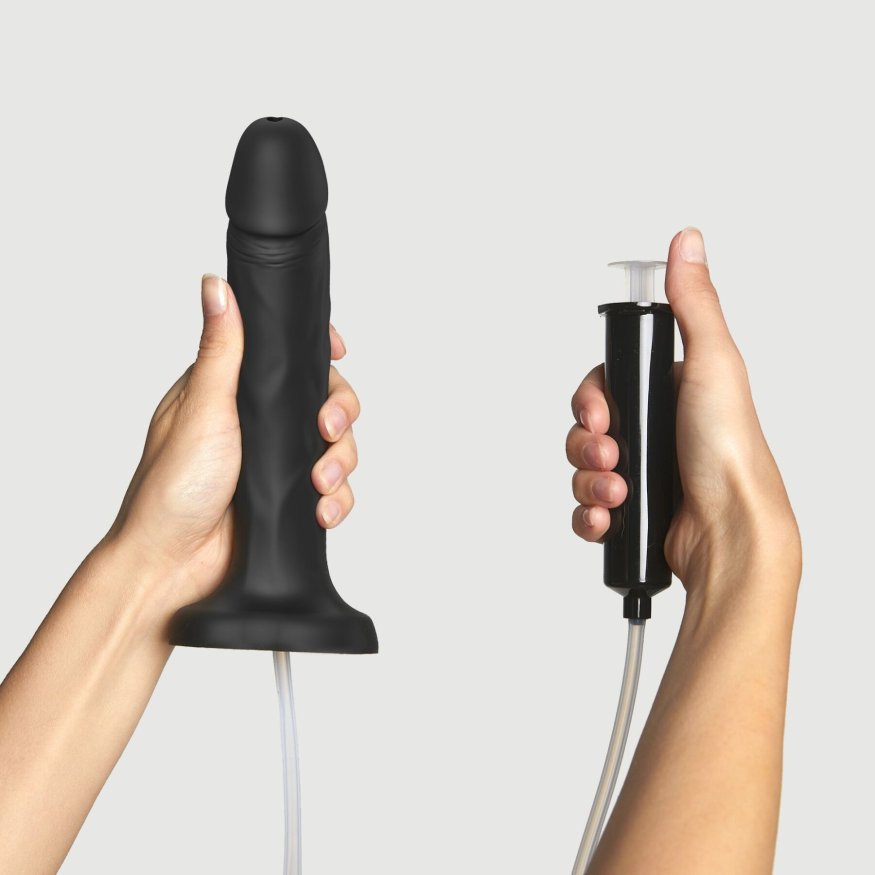 Чорний фалоімітатор, що кінчає Strap-On-Me Squirting Cum Dildo Realistic Black, діам. 3,5 см, силікон