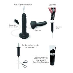 Чорний фалоімітатор, що кінчає Strap-On-Me Squirting Cum Dildo Realistic Black, діам. 3,5 см, силікон
