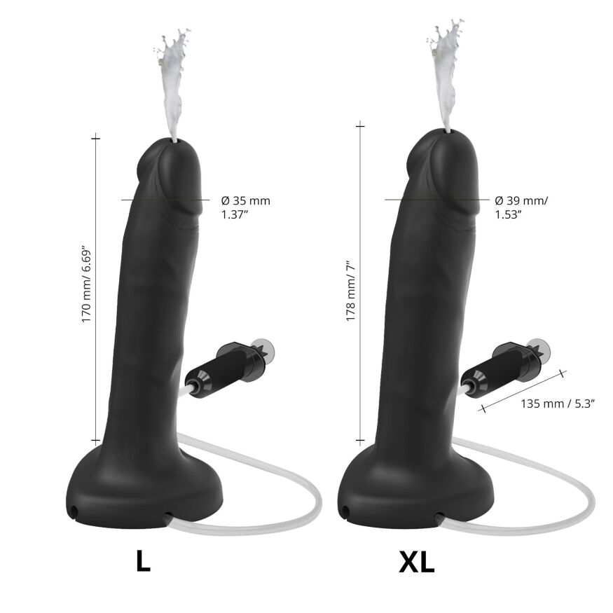 Чорний фалоімітатор, що кінчає Strap-On-Me Squirting Cum Dildo Realistic Black, діам. 3,5 см, силікон
