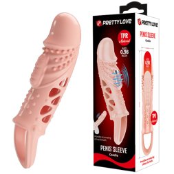 Насадка на член + 2,5 см  Pretty Love Cecelia Vibrating Penis Sleeve Flesh