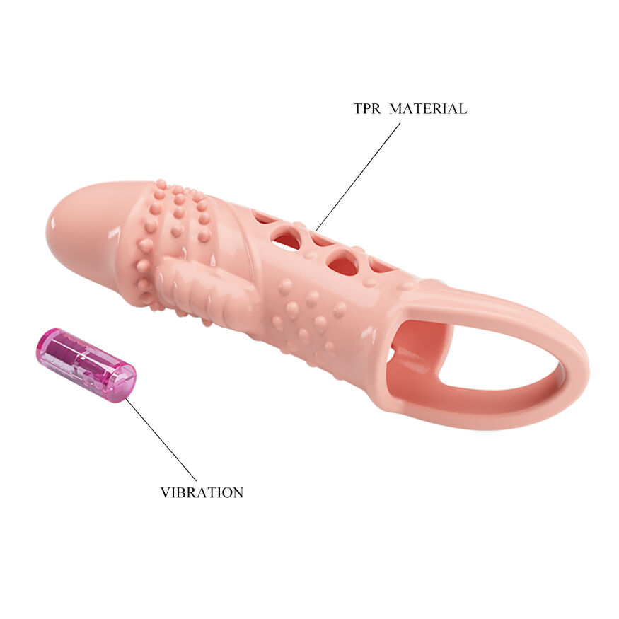 Насадка на член + 2,5 см  Pretty Love Cecelia Vibrating Penis Sleeve Flesh