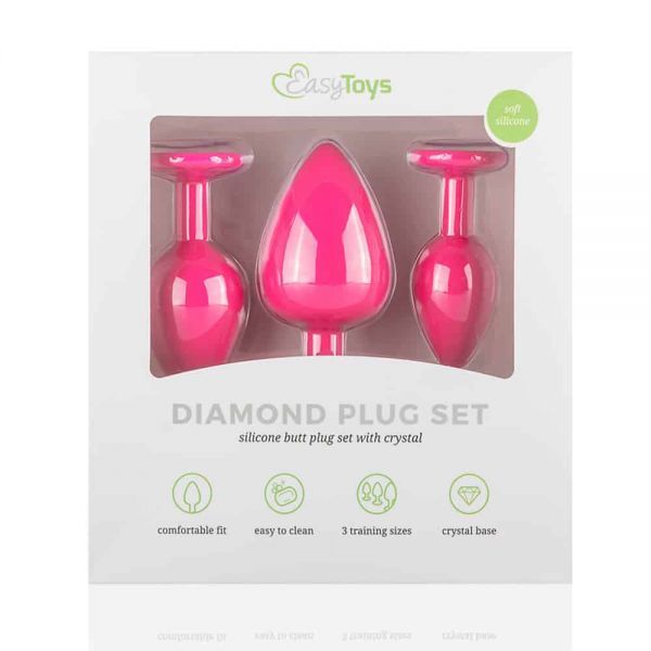 Набор анальных пробок Anal Diamond plug,  Pink