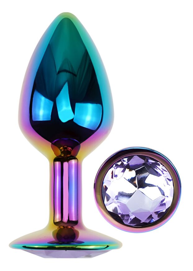 Анальна пробка з кристалом EGZO - Multicolor Round Plug Amethyst size S
