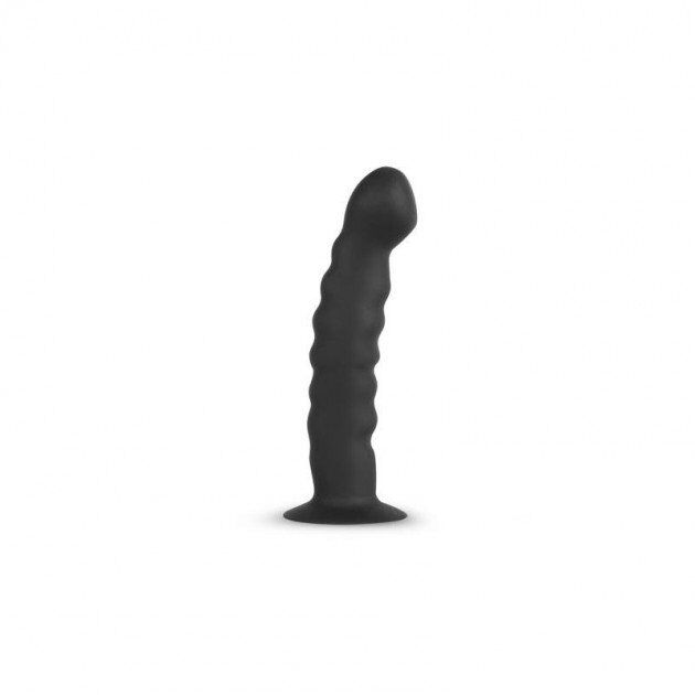 Страпон рельефный на ремнях Easytoys, силиконовый, черный, 14.5 х 2.9 см