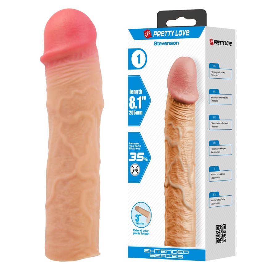 Удлиняющая насадка презерватив Pretty Love - Stevenson 8.1" Flash, BI-026268