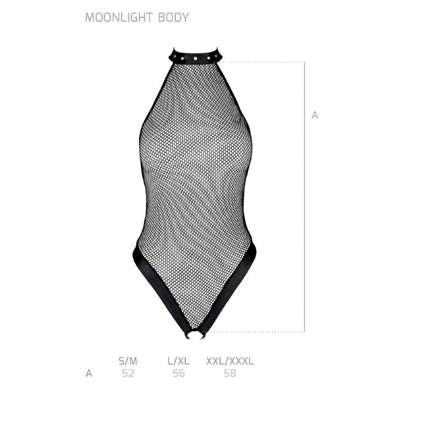Passion MOONLIGHT BODY - Эротический боди в сетку, S/M (черный)