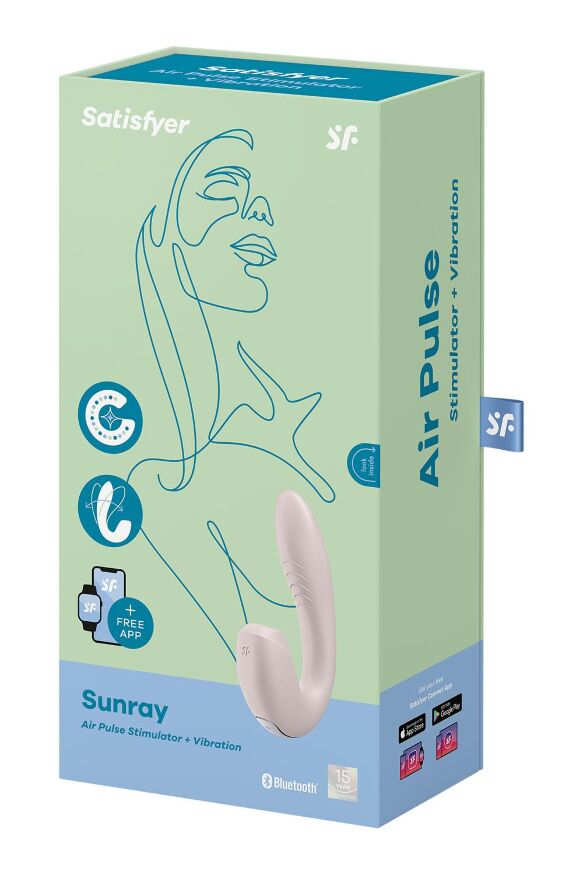 Двойной смарт вибратор с вакуумной стимуляцией клитора Satisfyer Sunray Connect App Pink
