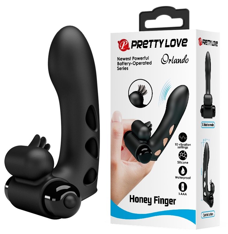 Клиторальный стимулятор на палец Pretty Love - Orlando Finger Black, BI-014836