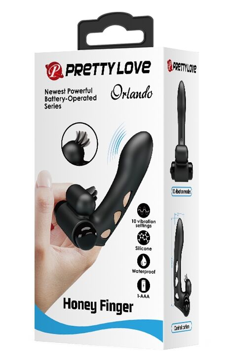 Клиторальный стимулятор на палец Pretty Love - Orlando Finger Black, BI-014836