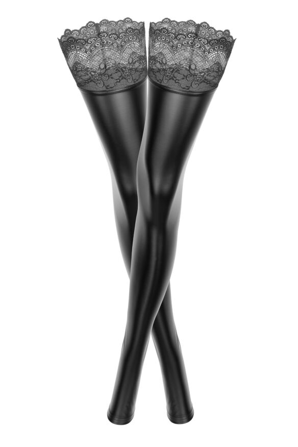 Чулки с мокрым эффектом Noir Handmade F135 Powerwetlook stockings, XL, без мысков