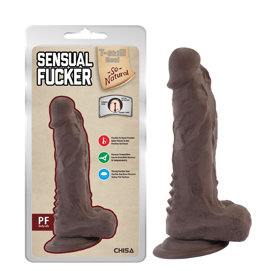 Фаллоимитатор с мошонкой на присоске Chisa Sensual Fucker, коричневый