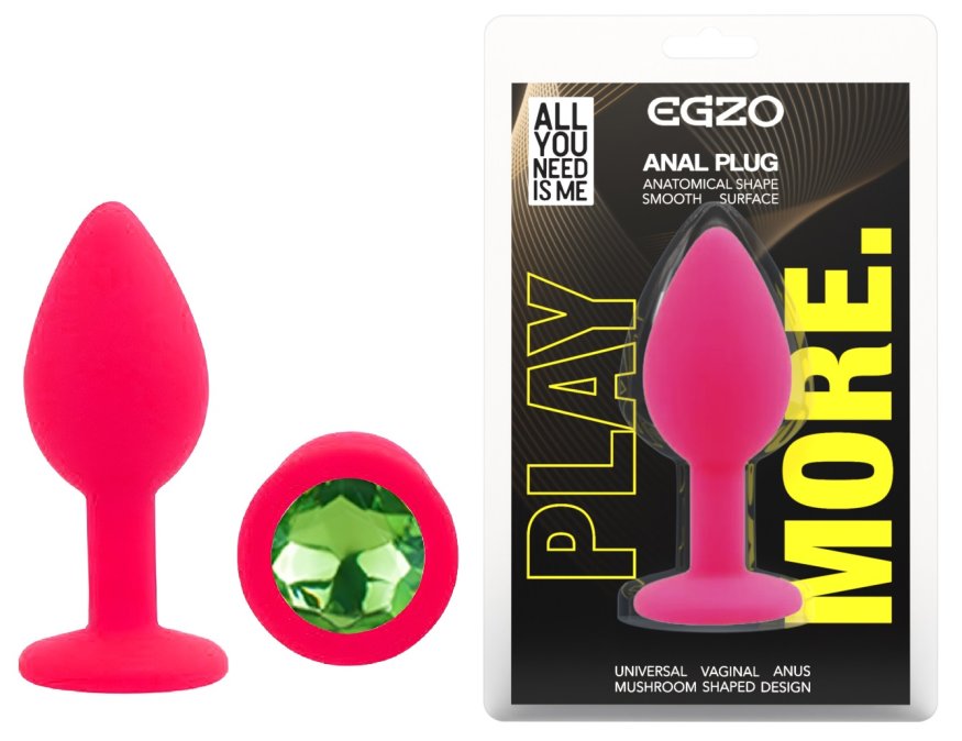 Силіконова анальна пробка EGZO - Silicone Pink Round Plug Green, size S