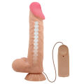 Вибратор на присоске с хребтом и эффектом скользящей кожи BAILE - Sliding Skin 9,4'' Flesh, BW-008104ZRG