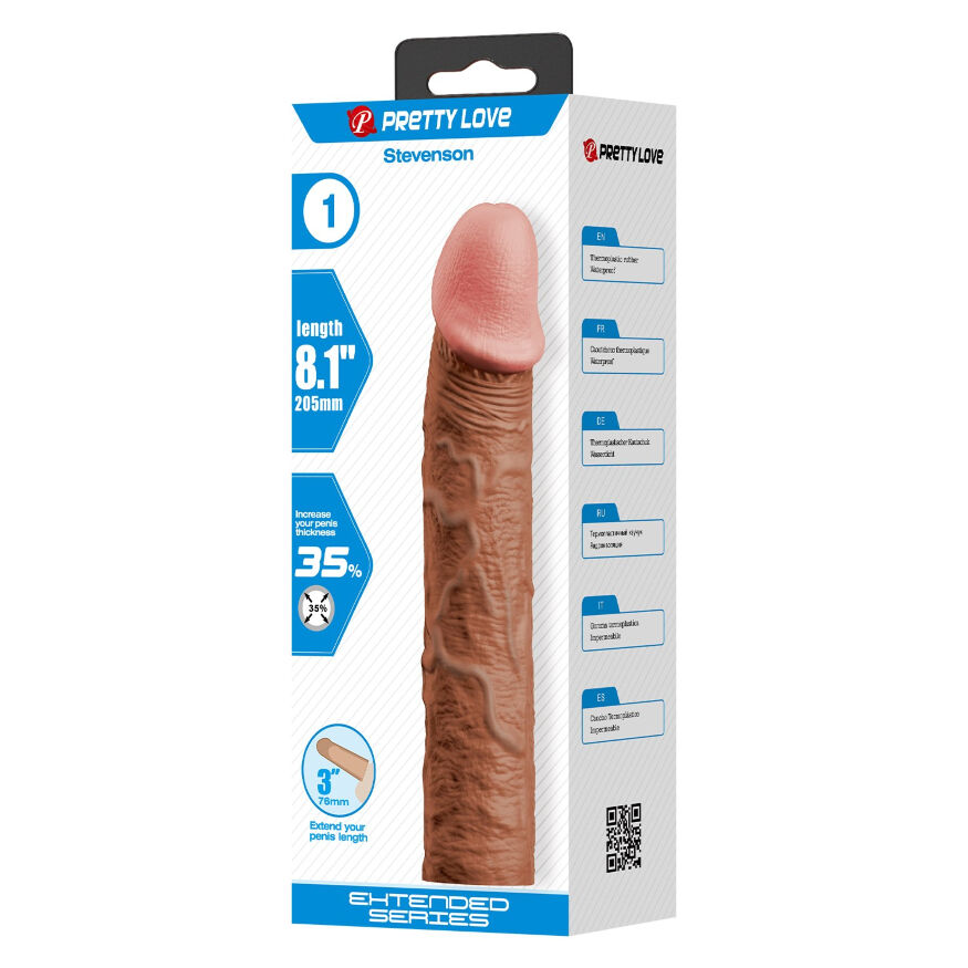 Удлиняющая насадка презерватив Pretty Love - Stevenson 8.1" Brown, BI-026268-1