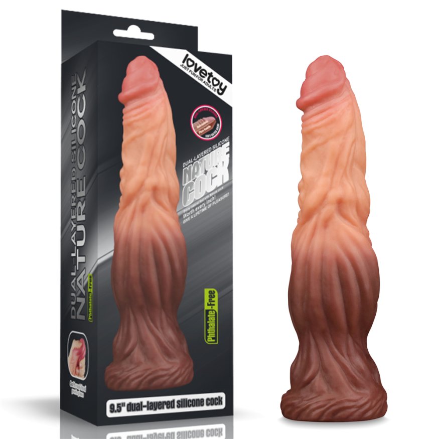 Необычный большой фаллоимитатор - Dual-Layered Silicone Cock 9.5" Brown