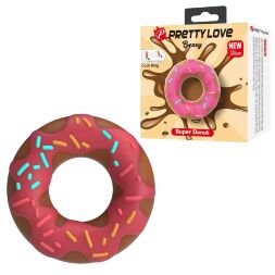 Ерекційне кільце Pretty Love Berry у формі пончика з кремом, рожеве, 4,6 × 2 см