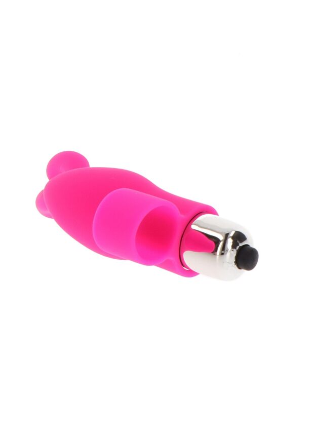 Вибратор на палец с кроликом TOY JOY розовый, 10 х 2.6 см