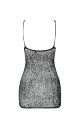 Ажурное мини-платье на тонких бретелях Passion BS096 One Size, black, плетение на груди