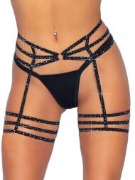 Пояс для панчіх One Size Spice It Up Garter Belt від Rhinestone Leg Avenue, зі стразами, чорний