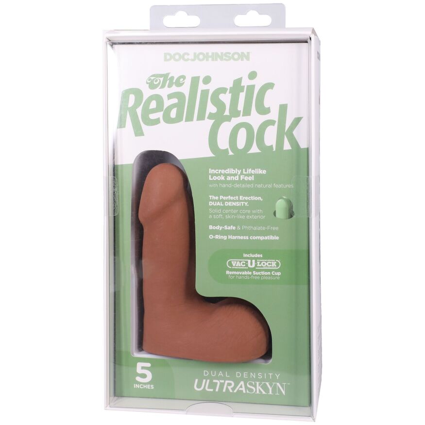 Фаллоимитатор небольшого размера Doc Johnson The Realistic Cock ULTRASKYN - 5 Inch with Balls Caramel