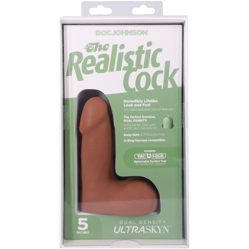 Фаллоимитатор небольшого размера Doc Johnson The Realistic Cock ULTRASKYN - 5 Inch with Balls Caramel