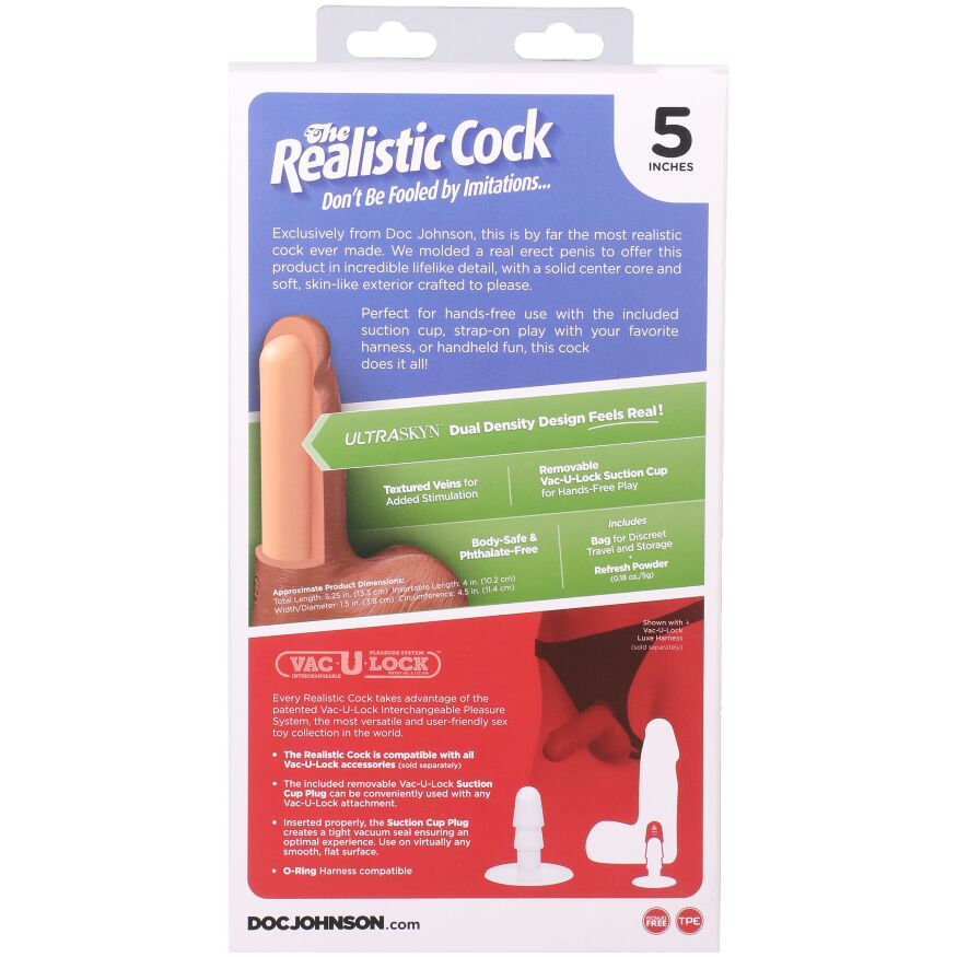Фаллоимитатор небольшого размера Doc Johnson The Realistic Cock ULTRASKYN - 5 Inch with Balls Caramel