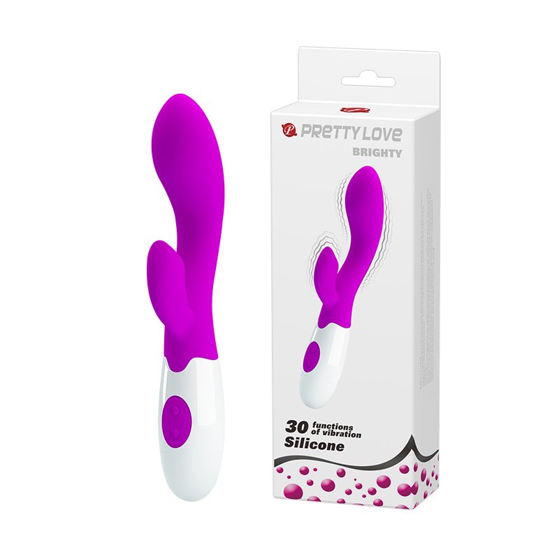 Силиконовый вибратор с дополнительным стимулятором клитора Pretty Love Brighty Vibrator Purple