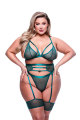 Комплект белья 3PC STRAPPY BRA, GARTER &amp; PANTY SET GREEN, QUEEN