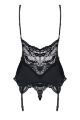 Корсет Obsessive 810-COR-1 corset &amp; thong black L/XL