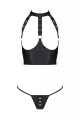 Комплект из эко-кожи с открытой грудью S/M black GENEVIA SET WITH OPEN BRA- Passion