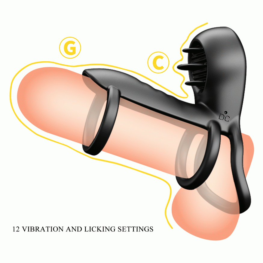 Девайс для пітримки ерекції 2в1 з вібрацією  - Pretty Love Vibrating Penis Sling Jammy Black
