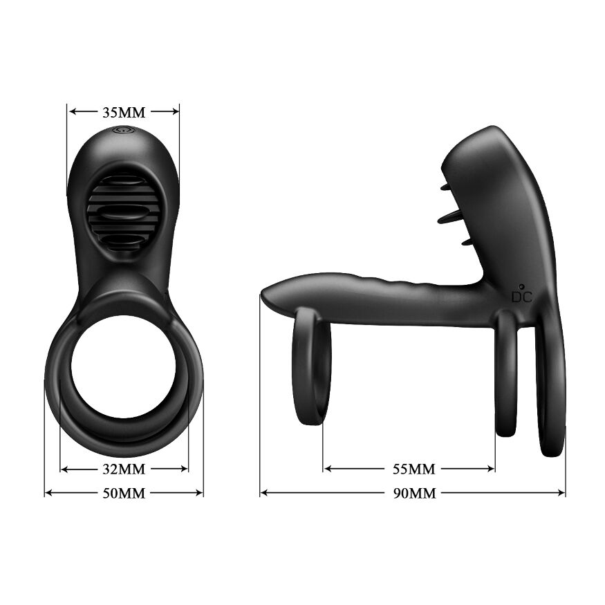 Девайс для пітримки ерекції 2в1 з вібрацією  - Pretty Love Vibrating Penis Sling Jammy Black