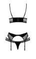 Комплект белья с ажурными вставками и поясом для чулков SCARLET SET black S/M - Passion