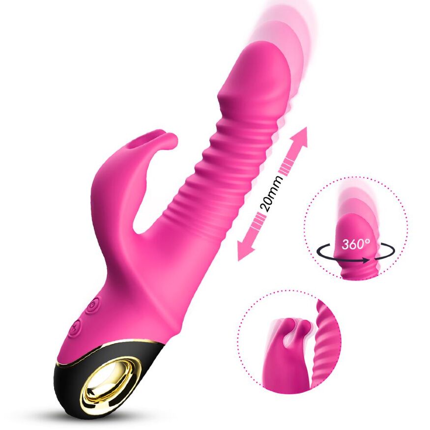 Розкішний вібратор для подвійної стимуляції - Thrusting Vibrator Zing Pink