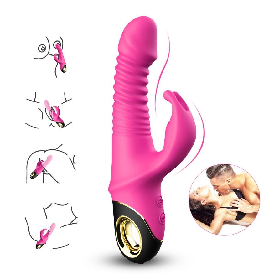 Розкішний вібратор для подвійної стимуляції - Thrusting Vibrator Zing Pink
