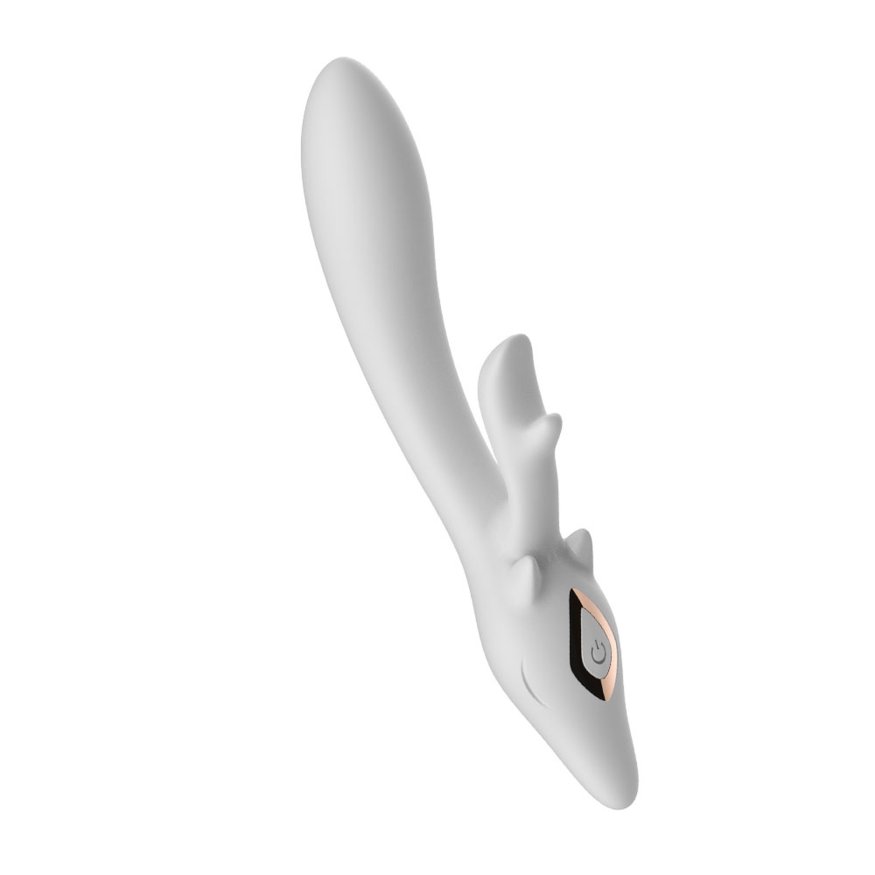  Розкішний дизйнерський вібратор для подвійної стимуляції- Vibrator Silicone 10 Vibration Function White