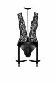 Боди Noir Handmade F297 Libido, L, черное, кружево, низ под латекс, открытый доступ, гартеры